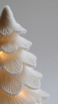 Decorative Christmas Tree Lamp With White Branches And Light Bulb Set Against A White Background — Stock Photo