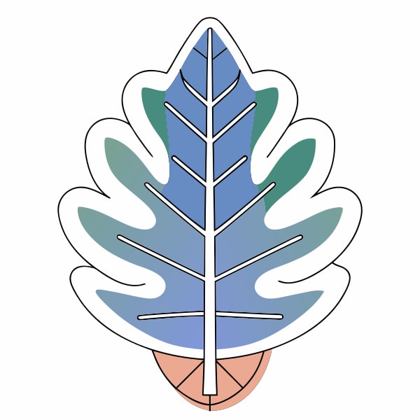 A Stylized Graphic Of A Leaf In Shades Of Blue And Green On A White Background — Stock Vector