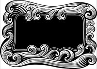 Black And White Illustration Of A Decorative Frame With Swirling Patterns And A Blank Space For An Image — Stock Vector