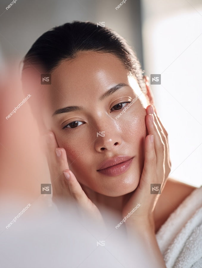 Woman Applying Skincare Product To Face — Stock Photo