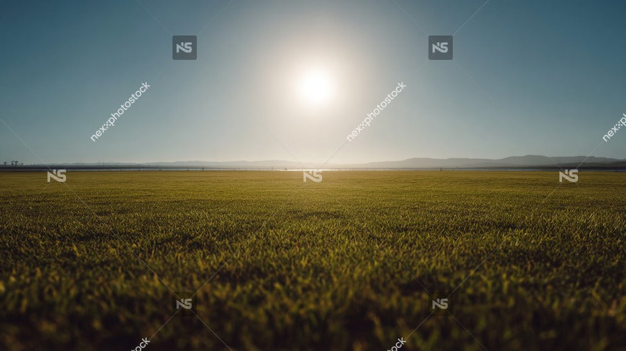 A Panoramic View Of A Sunset Over A Field With A Clear Sky And A Bright Sun — Stock Photo