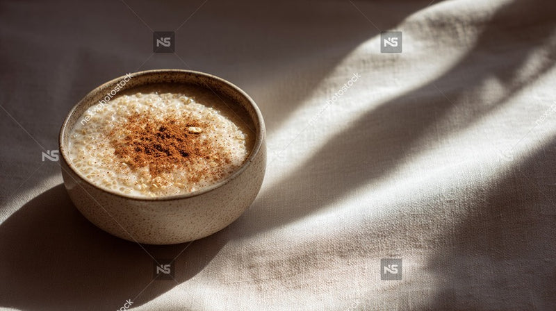 A Bowl Of Cinnamon Is Placed On A Table With Sunlight Streaming Through The Window Creating A Warm And Inviting Atmosphere — Stock Photo