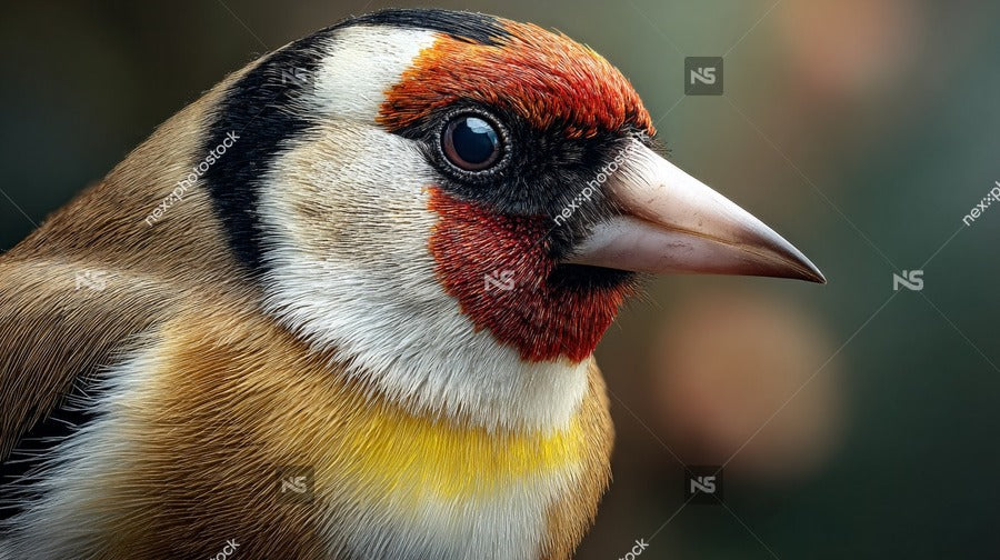Bird Portrait With Red And Yellow Plumage Close Up View Top Angle Soft Lighting Blurred Background — Stock Photo