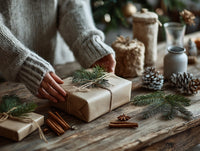 Christmas Gift Wrapping Station — Stock Photo