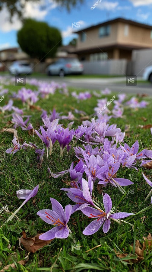 Purple Flowers Blooming In Grass — Stock Photo