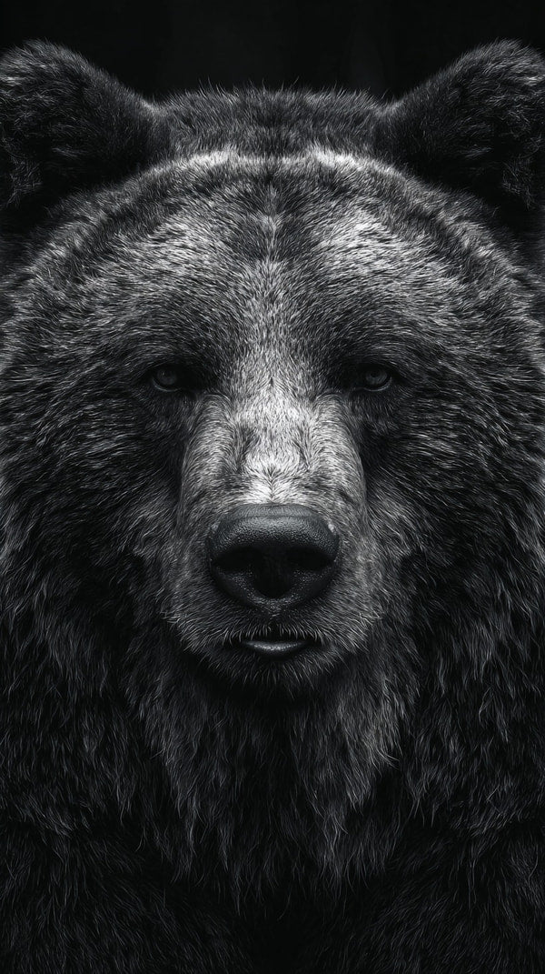 Grizzly Bear Portrait With Close Up View Of Head And Face Showcasing Detailed Fur Texture And Intense Gaze — Stock Photo