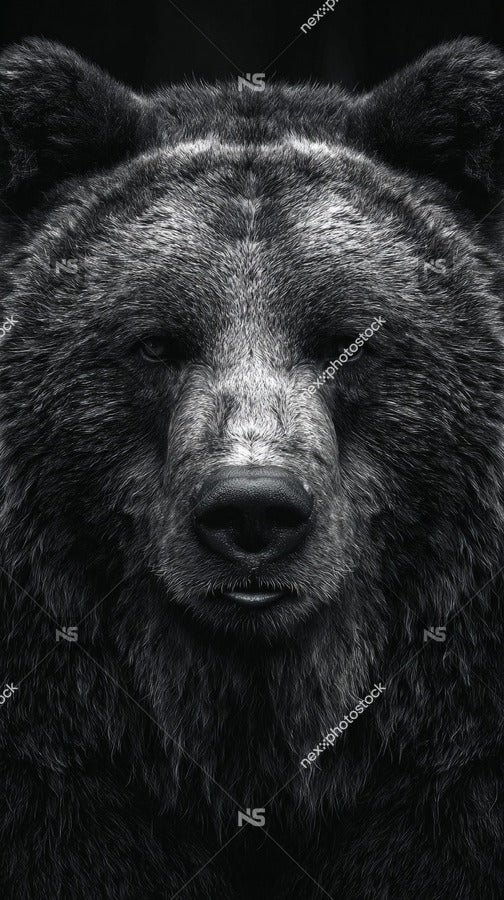 Grizzly Bear Portrait With Close Up View Of Head And Face Showcasing Detailed Fur Texture And Intense Gaze — Stock Photo