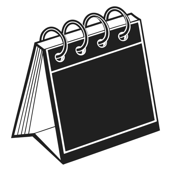 A Black And White Illustration Of A Closed Notebook With Binder Rings Resembling A Planner Appointment Book — Stock Vector
