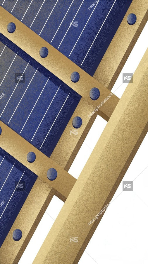 Solar Panel Design With Blue And Gold Colors A Close Up View Of A Solar Panel With Visible Bolts And A White Background — Stock Illustration