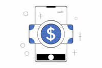 Illustration Of A 100 Bill In The Center Of A Circular Arrangement Of Credit Cards And Money Related Icons — Stock Vector