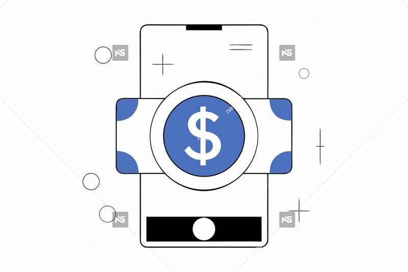 Illustration Of A 100 Bill In The Center Of A Circular Arrangement Of Credit Cards And Money Related Icons — Stock Vector
