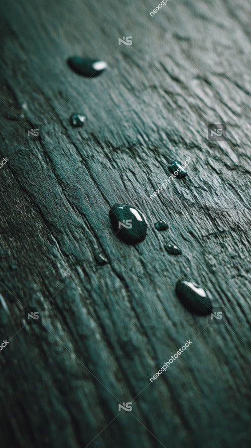 Water Droplets On A Wooden Surface — Stock Photo