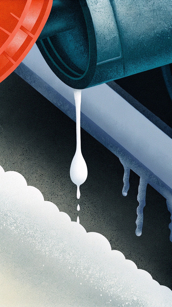 Vintage Poster Art Of A Dripping Faucet With A Red Valve And A White Background — Stock Illustration