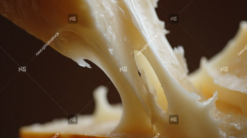A Close Up Photograph Of A Slice Of Cheese Pizza With A Focus On Its Texture And Meltiness — Stock Photo