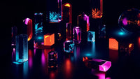 Colorful Glass Blocks Hues Arrangement Studio Lighting Close Up Perspective — Stock Photo