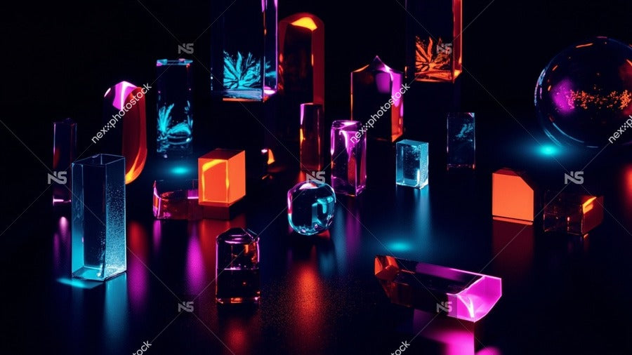 Colorful Glass Blocks Hues Arrangement Studio Lighting Close Up Perspective — Stock Photo