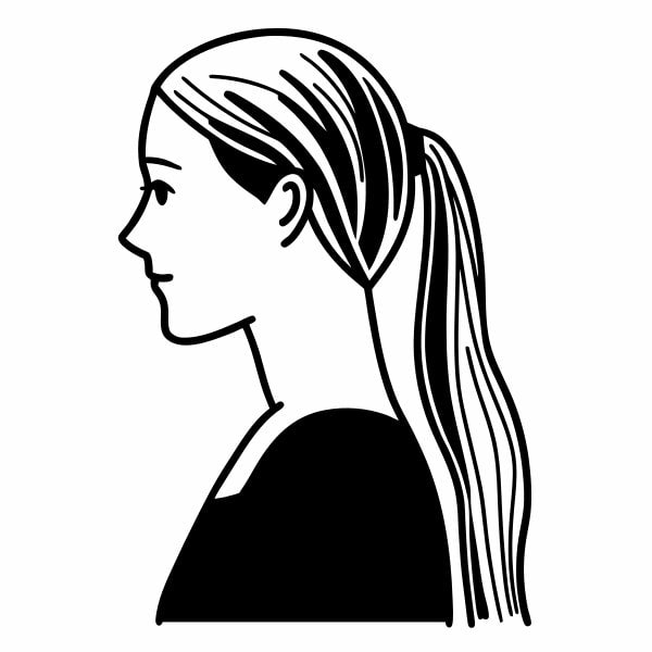 Black And White Illustration Of A Woman S Profile View A Ponytail — Stock Vector