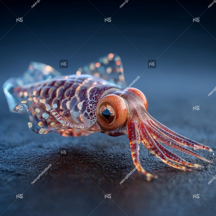 3d Rendering Of A Transparent Octopus With Glowing Eyes And Tentacles Against A Dark Background — Stock Photo