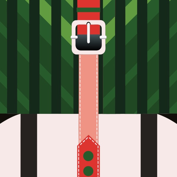 A Red And White Striped Tie With A Buckle Prominently Displayed In The Center Of An Image — Stock Vector