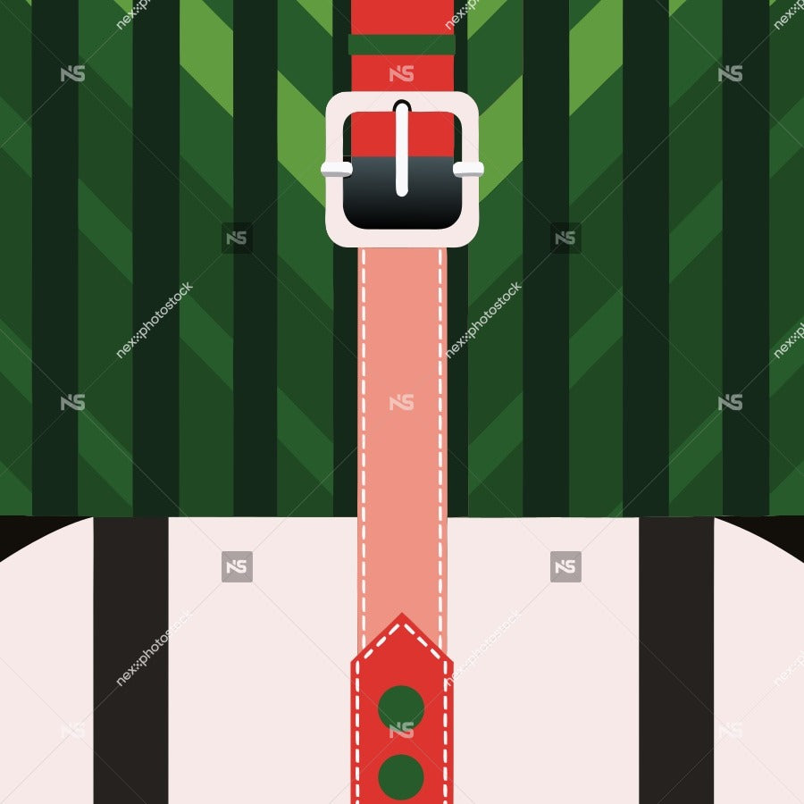 A Red And White Striped Tie With A Buckle Prominently Displayed In The Center Of An Image — Stock Vector