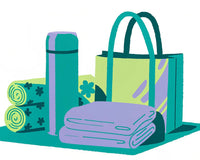 Illustration Of A Shopping Cart Filled With Various Items Including Towels And Toiletries Against A White Background — Stock Illustration