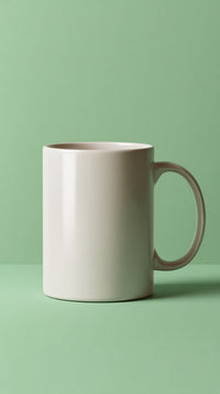 A White Coffee Mug With A Handle On Top Placed On A Green Surface — Stock Photo