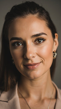 Portrait Of A Woman With A Neutral Expression Set Against A Blurred Background — Stock Photo