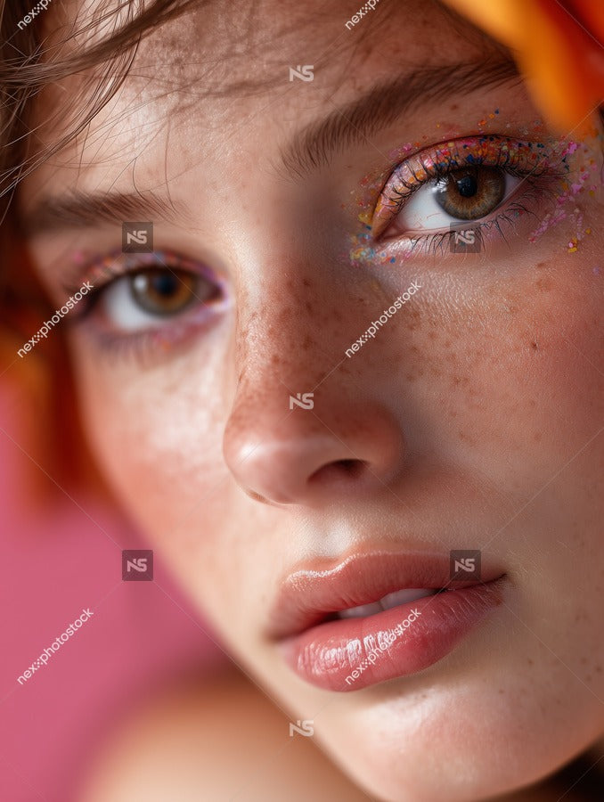 Woman With Colorful Makeup — Stock Photo