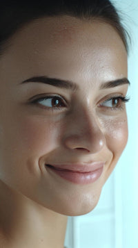 portrait of a woman with a smile captured in a close up shot against a white background - Stock Video