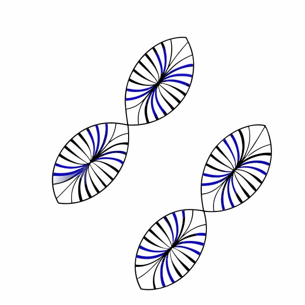 Three Spirals With Blue And White Coloring — Stock Vector