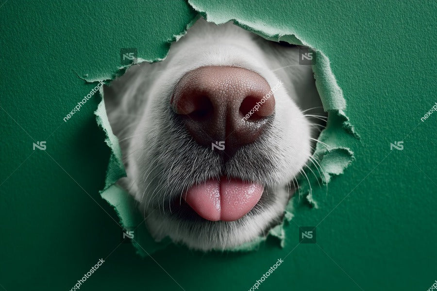 A Dog S Nose Pokes Through A Hole In A Wall Creating An Amusing And Unexpected Visual Effect — Stock Photo