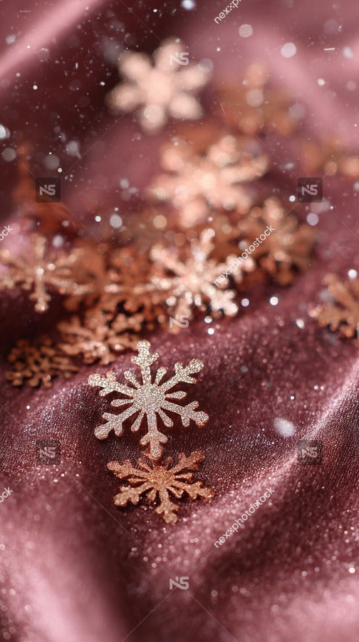 Snowflake Sequins On Purple Fabric — Stock Photo