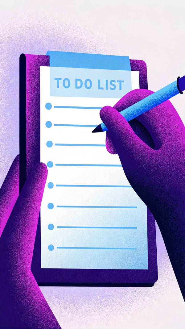 A Person S Hand Writing On A Tablet With A To Do List Displayed Indicating Tasks To Be Completed — Stock Illustration