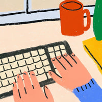 Human Hands Typing On A Computer Keyboard — Stock Illustration