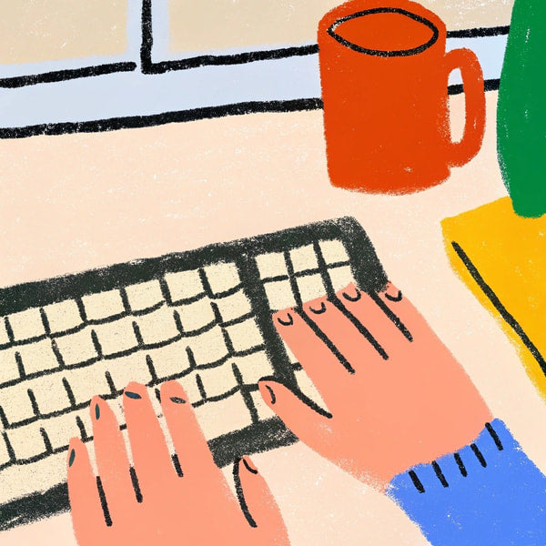 Human Hands Typing On A Computer Keyboard — Stock Illustration