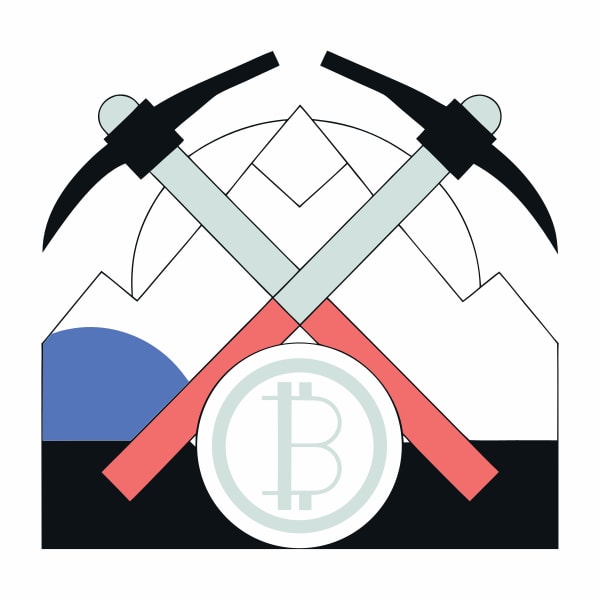 Displays A Graphic Design That Incorporates Symbols Associated With Mining Such As Pickaxes And A Mountain Peak Along With A Representation — Stock Vector
