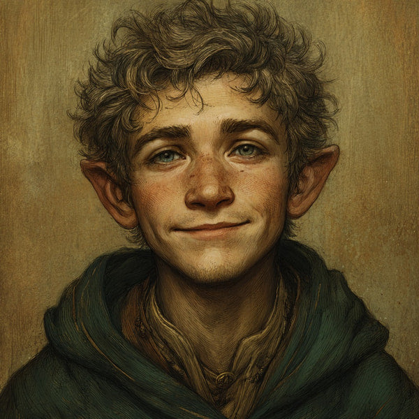 A Young Man With Pointed Ears Depicted In A Fantasy Portrait Style Smiling And Looking Directly At The Viewer — Stock Illustration