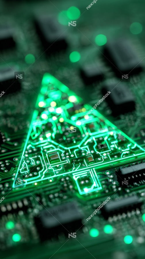 A Circuit Board With A Green Christmas Tree Design — Stock Photo