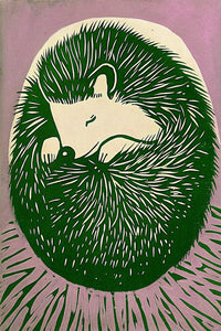 A Hedgehog Nesting In A Cozy Bed Of Hay With A Single White Egg Nearby — Stock Illustration