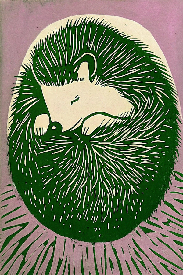 A Hedgehog Nesting In A Cozy Bed Of Hay With A Single White Egg Nearby — Stock Illustration