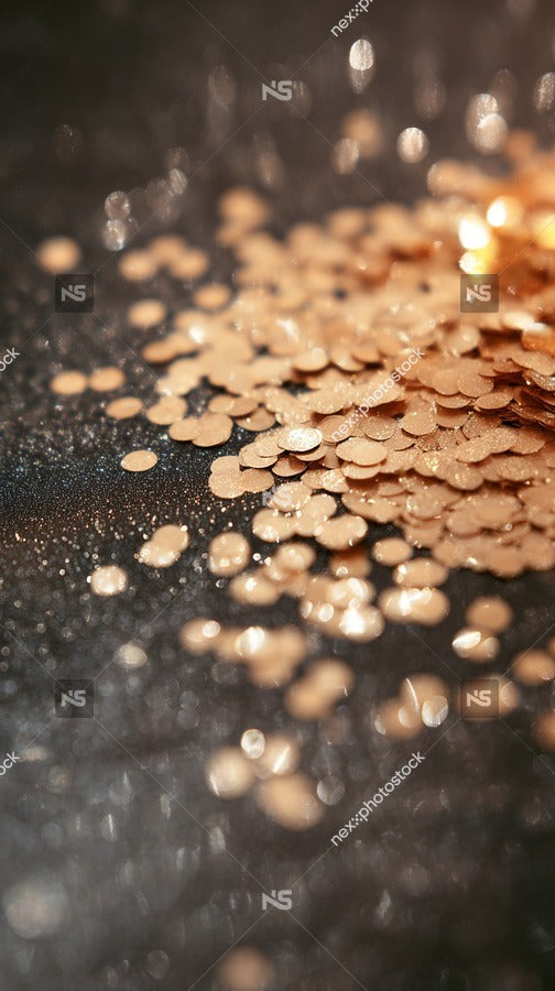 Confetti Glittering Scattered On Black Surface — Stock Photo