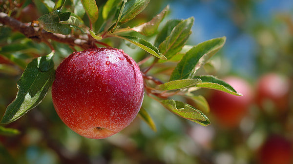 Shows A Single Red Fruit Hanging From A Tree Branch With A Clear View Of The Fruit And Its Surroundings — Stock Photo
