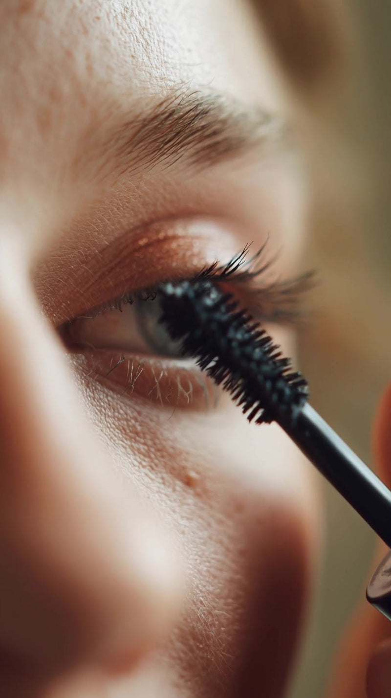 close up of a person using mascara - Stock Video