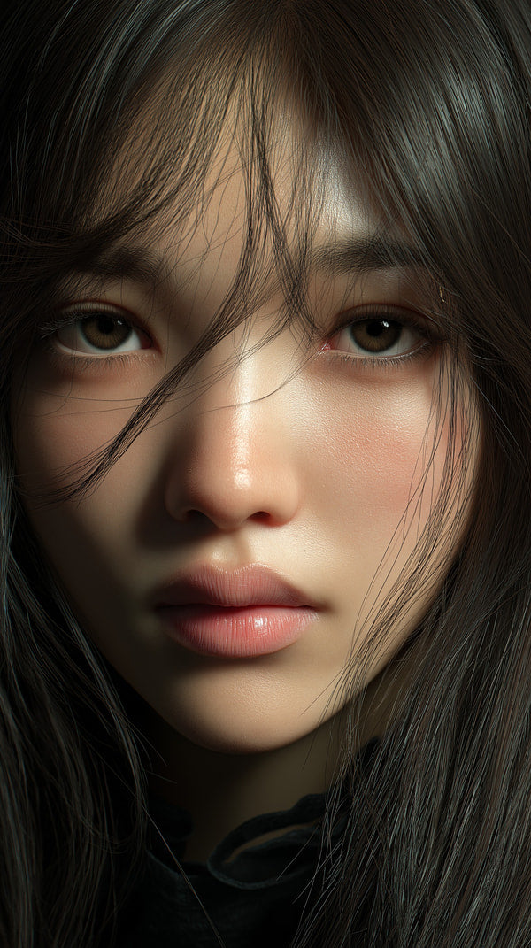 A Close Up Portrait Of A Young Woman With Soft Lighting And A Blurred Background Emphasizing Her Facial Features And Emotions — Stock Photo
