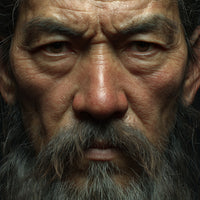A Close Up Portrait Of An Older Man With A Beard Looking Directly Into The Camera With A Serious Expression — Stock Photo