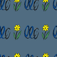 Blue Daisy Pattern With A Repeating Design Yellow Flowers And Green Leaves On A Blue Background — Stock Vector