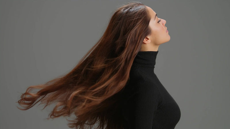 long haired woman with flowing locks - Stock Video