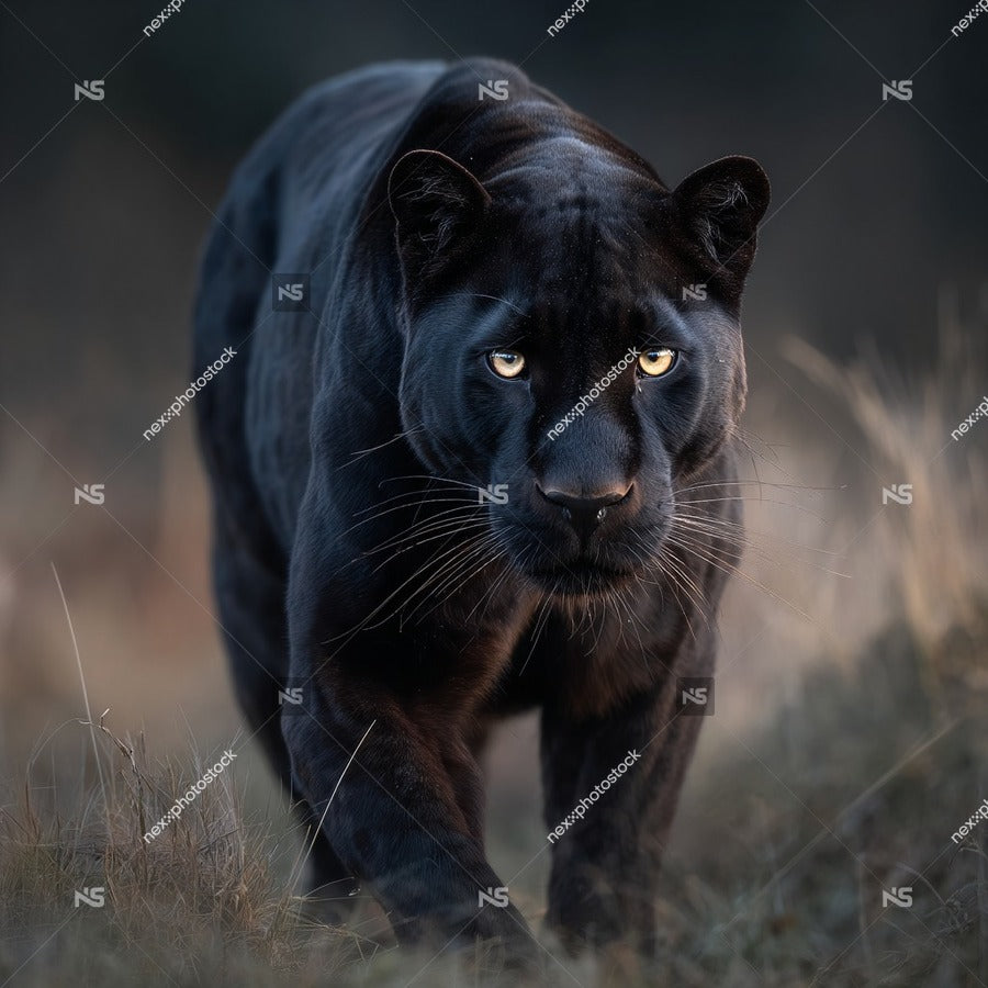 Black Panther Walking Through Grassy Field 2 — Stock Photo