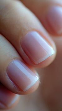 Shows A Close Up View Of A Person S Hand With Neatly Manicured Nails Painted In A Light Pink Color — Stock Photo