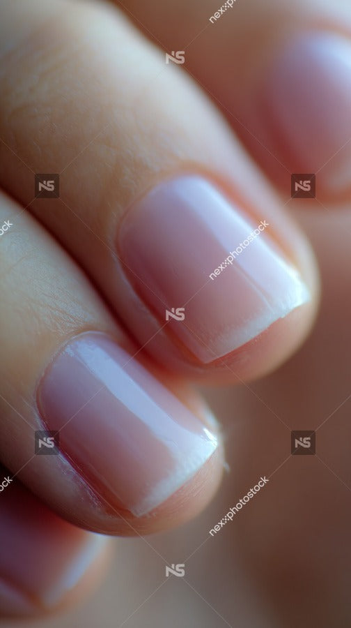 Shows A Close Up View Of A Person S Hand With Neatly Manicured Nails Painted In A Light Pink Color — Stock Photo